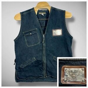 Vintage Paco Jeans Denim Full Zip‎ Vest Mens M/L 1990's 100% Cotton